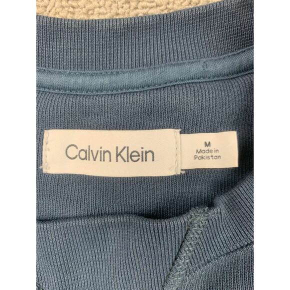 Calvin Klein Sweatshirt Men M Blue Pullover Crewneck Long Sleeve Ribbed Hem - Picture 3 of 8